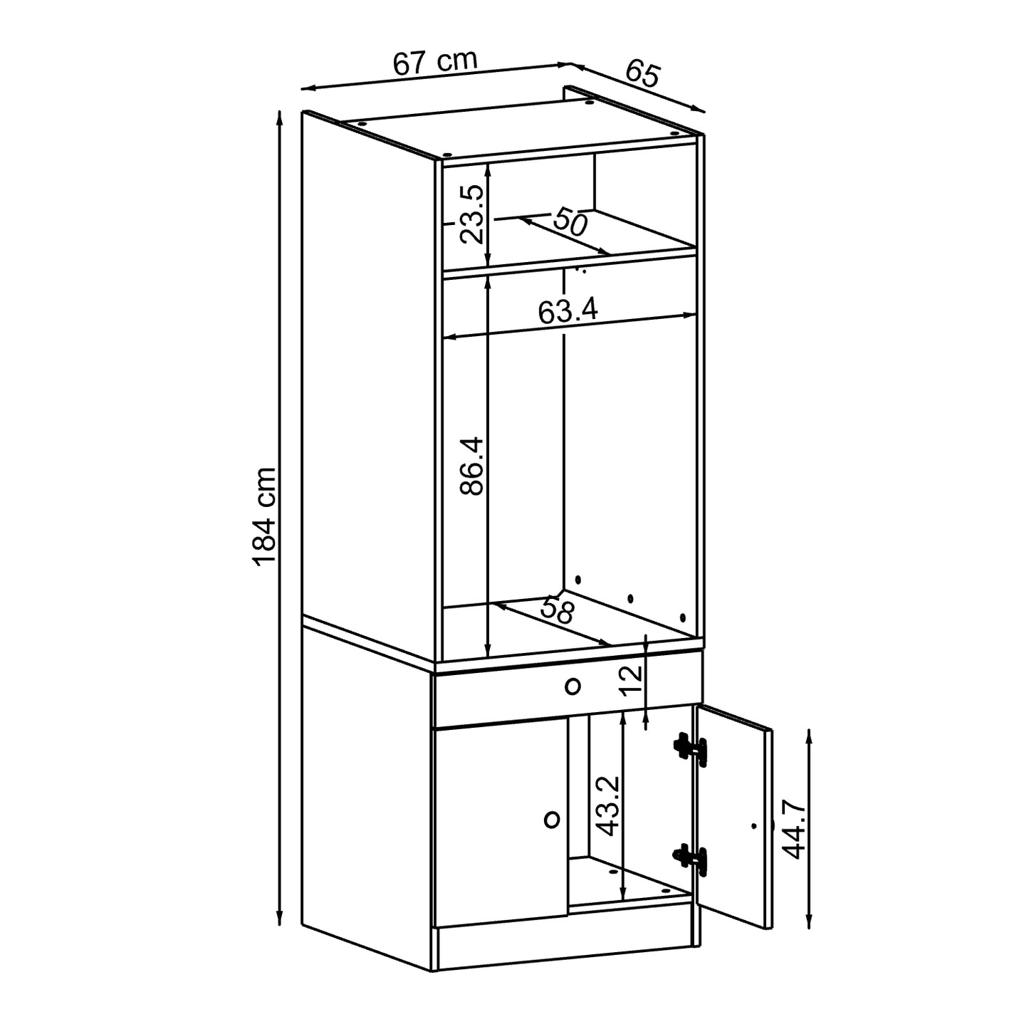 Roomart Washing machine cabinet with pull-out shelf - White - Oak - Black oak - washing machine cabinet, washing machine shelf, washing tower, cabinet, white, washing machines, base cabinet, washing machine, dryer, household cabinet, cupboards, bathroom cabinet, tall cabinet