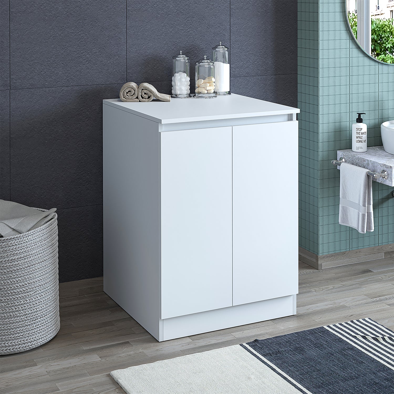 Roomart, bathroom washing machine cabinet Atlantic, washing machine superstructure, bathroom shelf, WHT: 70 x 191 x 70 cm, in white - bathroom cabinet, washbasin, bathroom furniture, bathroom cabinet, bathroom, with, vanity unit, bathroom furniture, set, washbasin, furniture, bathroom