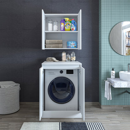 Roomart, bathroom washing machine cabinet Atlantic, washing machine superstructure, bathroom shelf, WHT: 70 x 191 x 70 cm, in white - bathroom cabinet, washbasin, bathroom furniture, bathroom cabinet, bathroom, with, vanity unit, bathroom furniture, set, washbasin, furniture, bathroom