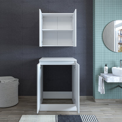 Roomart, bathroom washing machine cabinet Atlantic, washing machine superstructure, bathroom shelf, WHT: 70 x 191 x 70 cm, in white - bathroom cabinet, washbasin, bathroom furniture, bathroom cabinet, bathroom, with, vanity unit, bathroom furniture, set, washbasin, furniture, bathroom