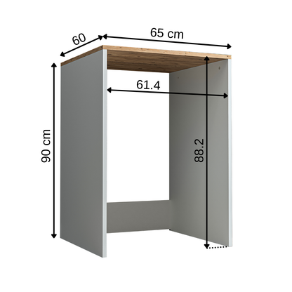 Roomart, Badezimmer Atlantic, Waschmaschinenschrank, Badezimmerschrank BHT: 65 x 90 x 60 cm, in Weiß-Eiche, Anthrazit Eiche