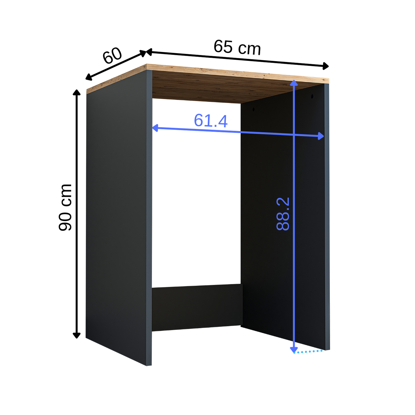 Roomart, Badezimmer Atlantic, Waschmaschinenschrank, Badezimmerschrank BHT: 65 x 90 x 60 cm, in Weiß-Eiche, Anthrazit Eiche