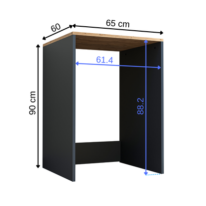 Roomart, Badezimmer Atlantic, Waschmaschinenschrank, Badezimmerschrank BHT: 65 x 90 x 60 cm, in Weiß-Eiche, Anthrazit Eiche