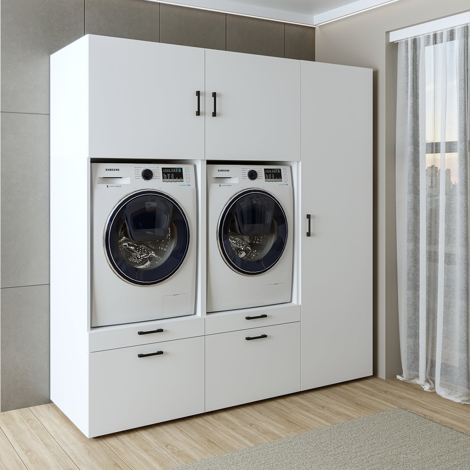 Roomart Waschmaschinenschrank für Trockner& Waschmaschine  Waschmachinenüberbau