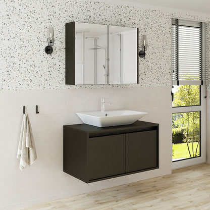 Roomart - Bathroom furniture set - ATLANTIC - 3 pieces - 85 cm vanity unit with ceramic washbasin - mirror cabinet - bathroom cabinet, washbasin, bathroom furniture, bathroom cabinet, bathroom, with, vanity unit, bathroom furniture, set, washbasin, furniture, bathroom furniture, bathroom,