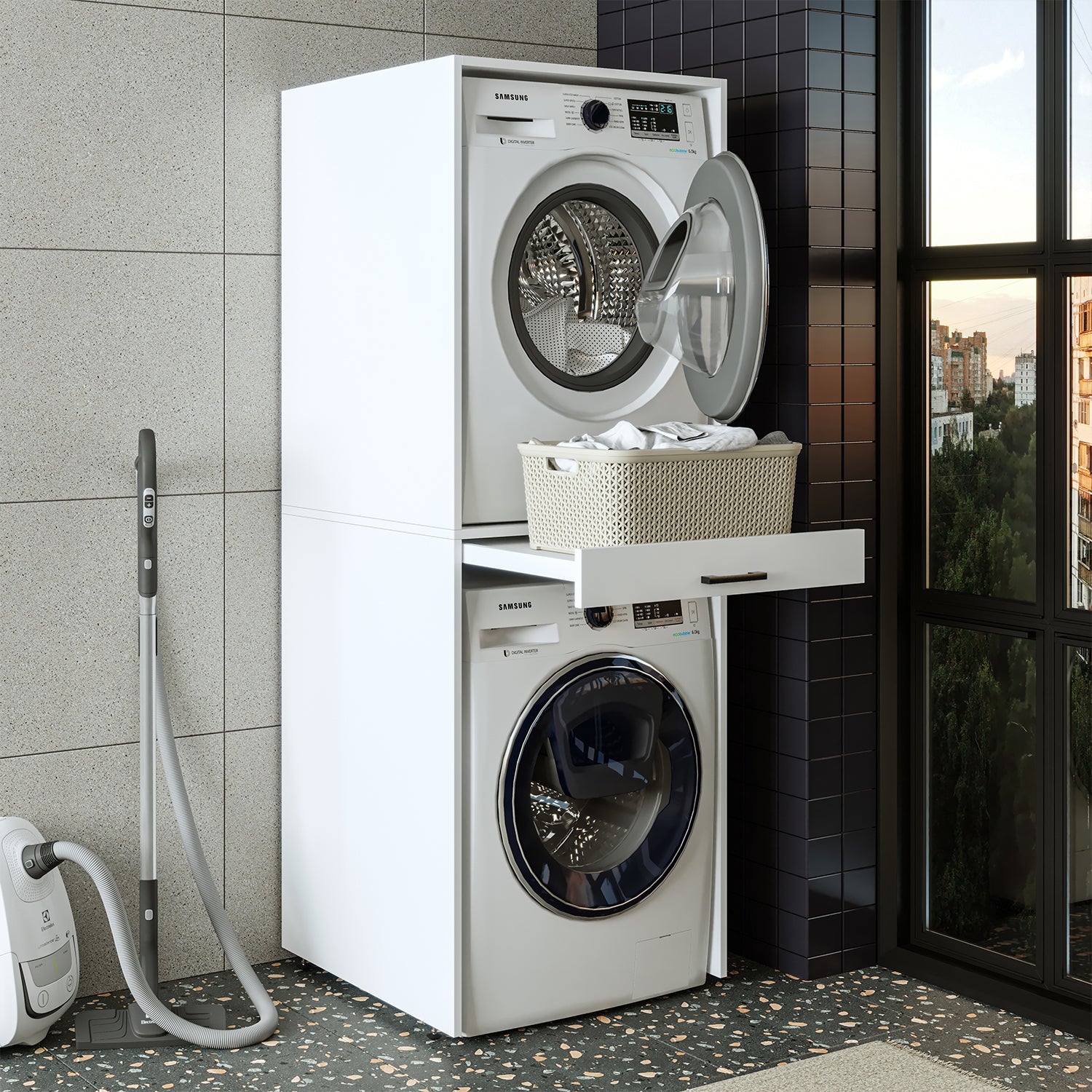 Farben Trockner Waschmaschine & für – 3 Roomart Waschmaschinenschrank in