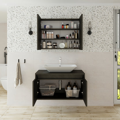 Roomart - Bathroom furniture set - ATLANTIC - 3 pieces - 85 cm vanity unit with ceramic washbasin - mirror cabinet - bathroom cabinet, washbasin, bathroom furniture, bathroom cabinet, bathroom, with, vanity unit, bathroom furniture, set, washbasin, furniture, bathroom furniture, bathroom,