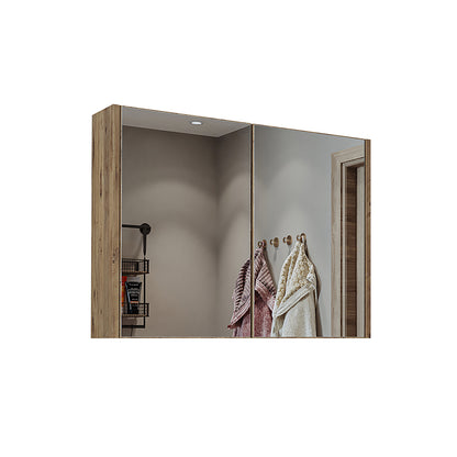 Roomart, Badezimmer Spiegelschrank, 80 cm, 60 cm, Badezimmermöbel, in Weiss & Eiche Farben