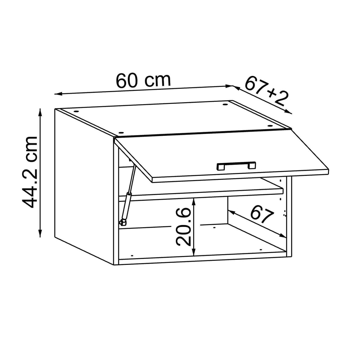 Roomart Aufsatzschrank DORA geeignet für Dora Hochschrank 60 cm Breit, HBT: HBT: 44,2x60x69 cm