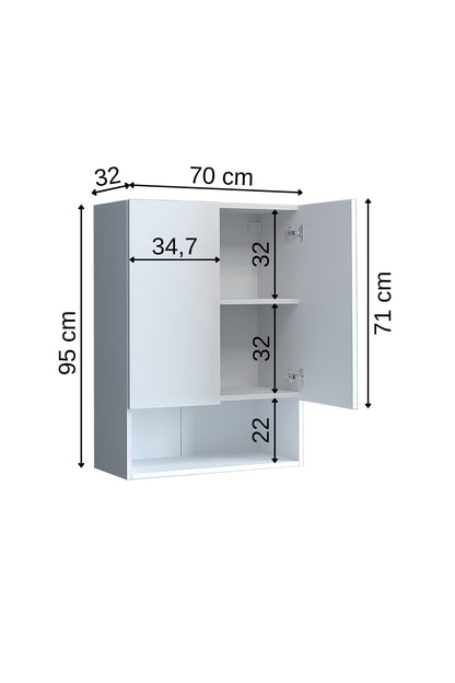 Roomart, Armoire de salle de bain pour machine à laver Atlantic, superstructure pour machine à laver, étagère de salle de bain, LHT : 70 x 191 x 70 cm, en blanc - armoire de salle de bain, lavabo, meuble de salle de bain, armoire de salle de bain, avec, meuble bas, meuble de salle de bain, set, lavabo, meubles, salle de bain