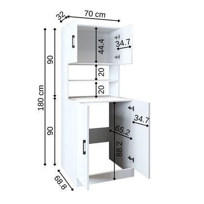 Roomart, Badezimmer Waschmaschinenschrank ATRIA,  Waschmaschinenüberbau,  BHT: 70 x 180 x 69 cm, in Weiß-Eiche, Anthrazit Eiche