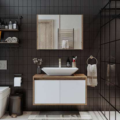 Roomart - Bathroom furniture set - ATLANTIC - 3 pieces - 85 cm vanity unit with ceramic washbasin - mirror cabinet - bathroom cabinet, washbasin, bathroom furniture, bathroom cabinet, bathroom, with, vanity unit, bathroom furniture, set, washbasin, furniture, bathroom furniture, bathroom,