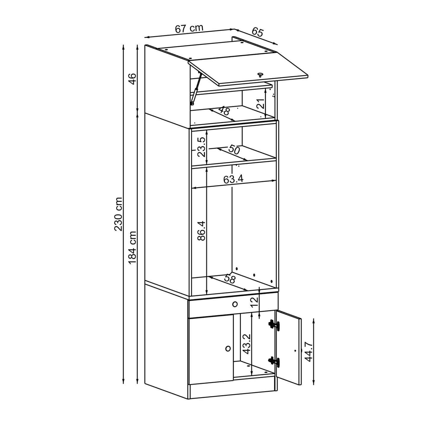 Roomart Washing machine cabinet with pull-out shelf - White - Oak - Black oak - washing machine cabinet, washing machine shelf, washing tower, cabinet, white, washing machines, base cabinet, washing machine, dryer, household cabinet, cupboards, bathroom cabinet, tall cabinet