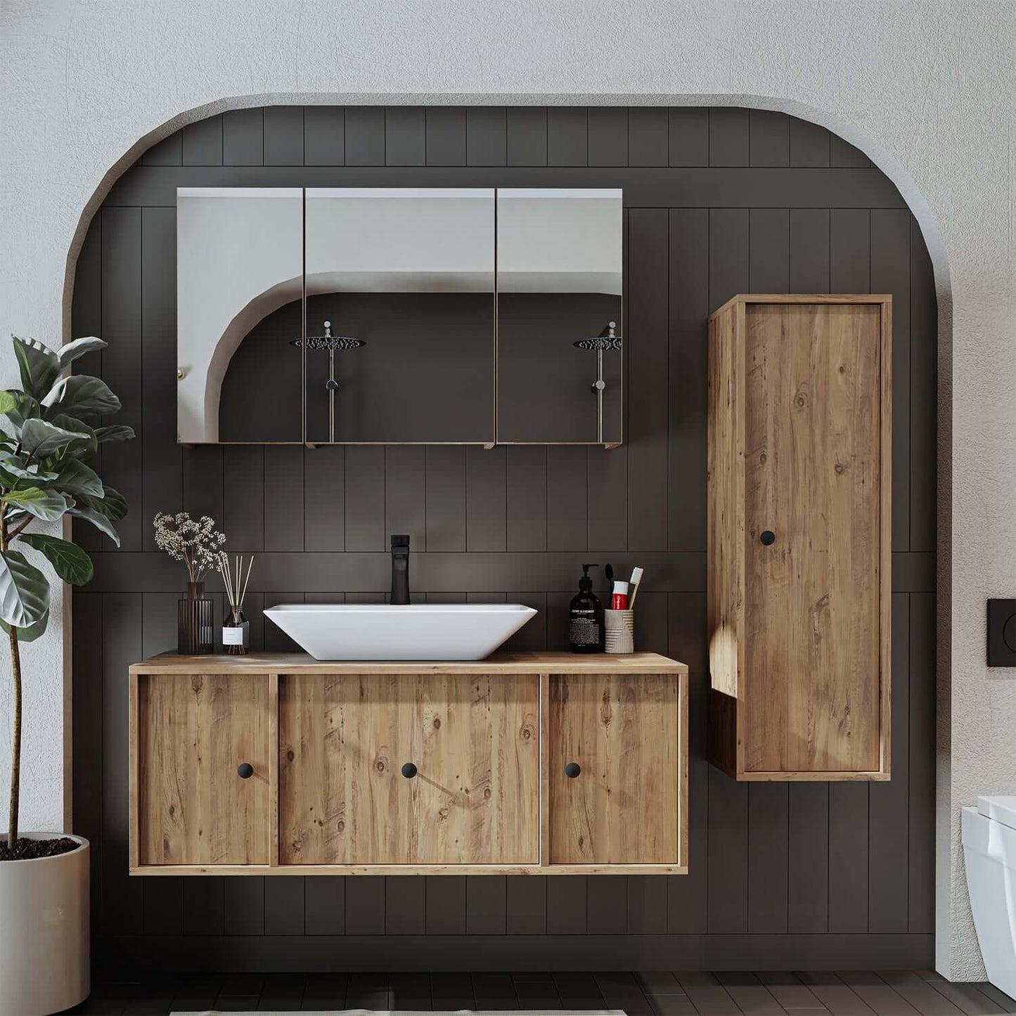 Set di mobili da bagno Roomart GUSTO-ATL 120 cm 4 pezzi con lavabo in ceramica- mobile da bagno, lavabo, mobili da bagno, mobile da bagno, bagno, con, mobiletto, mobili da bagno, set, lavabo, mobili