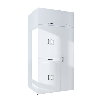 Roomart Waschmaschinenschrank " DORA SET" für Trockner & Waschmaschine, 115 cm breit, in 4 Farben, mit Türen & Ausziehbrett • Weiß • Weiß Eiche • Anthrazit Eiche • Eiche