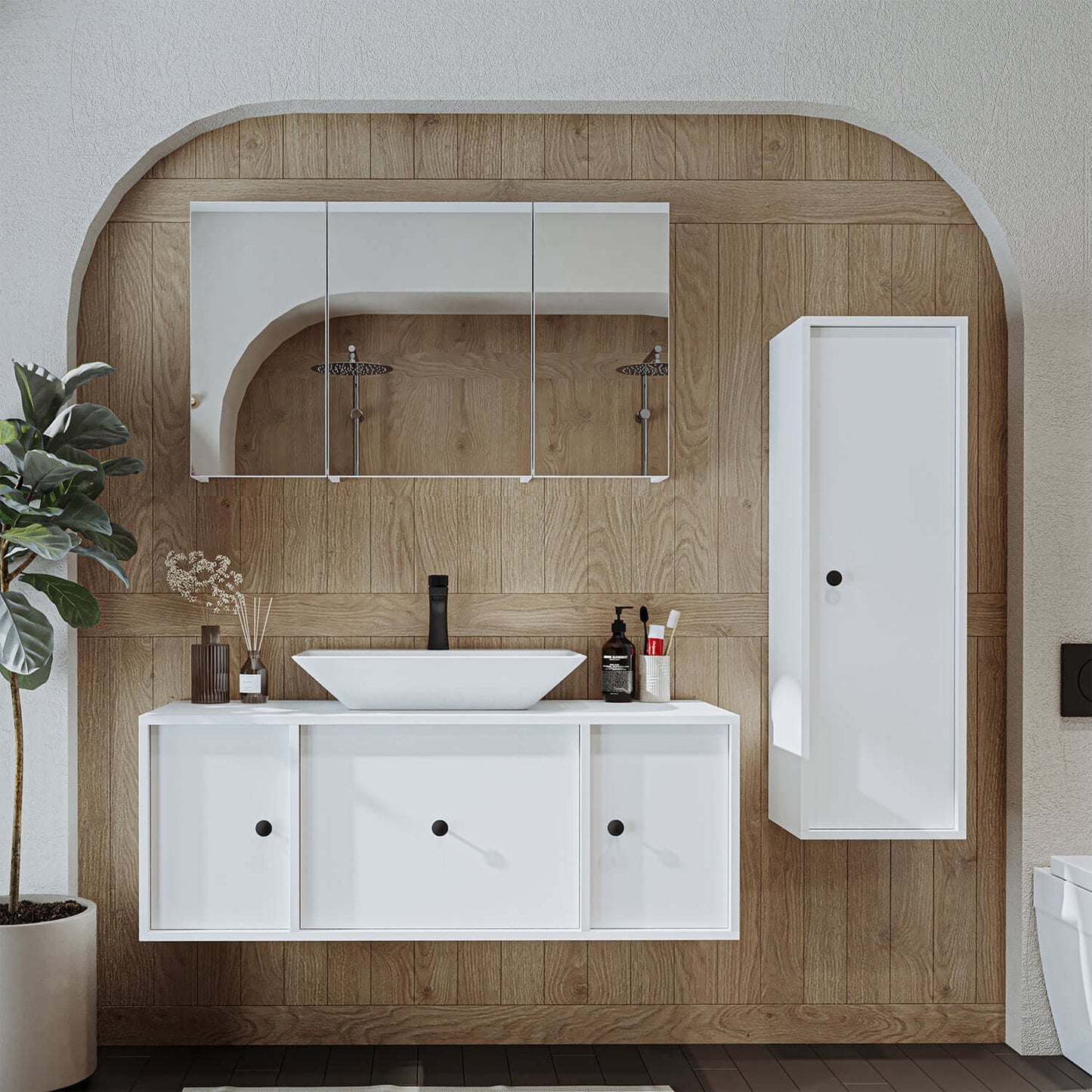 Set di mobili da bagno Roomart GUSTO-ATL 120 cm 4 pezzi con lavabo in ceramica- mobile da bagno, lavabo, mobili da bagno, mobile da bagno, bagno, con, mobiletto, mobili da bagno, set, lavabo, mobili