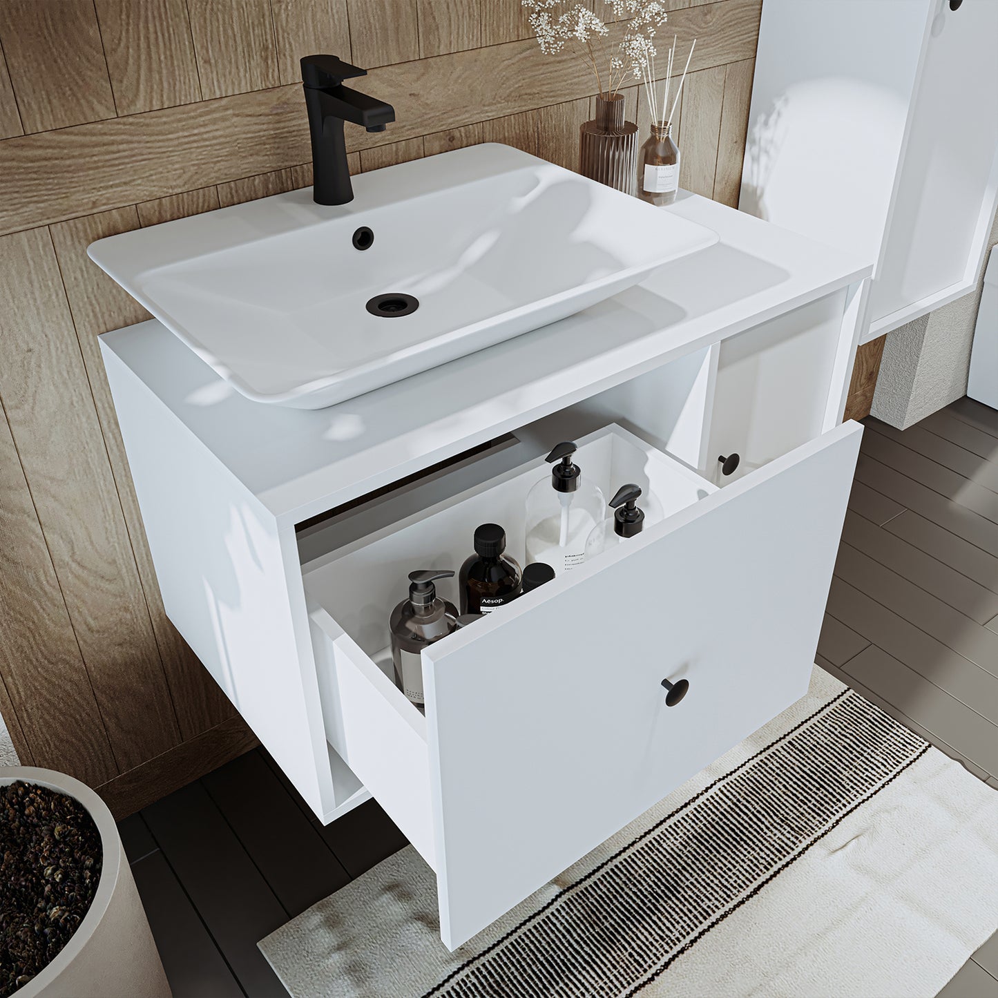 Roomart Set di mobili da bagno GUSTO-ATL 90 cm - mobile da bagno, lavabo, mobili da bagno, mobile da bagno, bagno, con, mobiletto, mobili da bagno, set, lavabo, mobili, mobili da bagno, bagno, armadietti da bagno