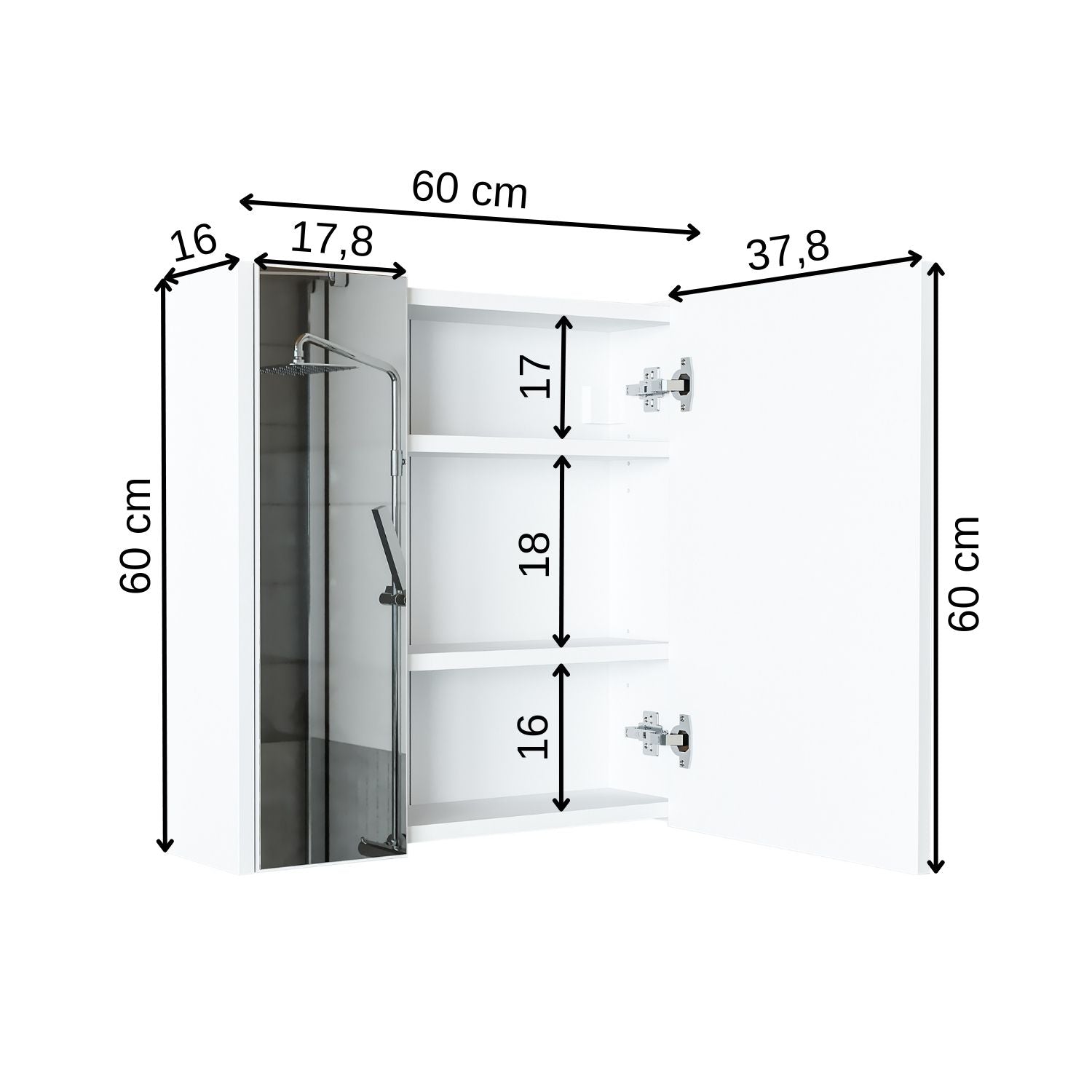 Roomart Badmöbel Set ATRIA 65 cm Unterschrank mit Waschbecken Spiegelschrank Hochschrank - spiegel bad, spiegelschrank bad 60 cm breit, badezimmerspiegel schrank, spiegelschrank mit beleuchtung, spiegelschrank 80 cm breit, spiegelschränke fürs bad, spiege