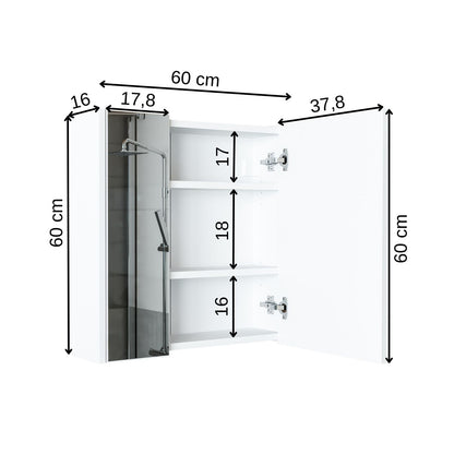 Roomart Badmöbel Set ATRIA 65 cm Unterschrank mit Waschbecken Spiegelschrank Hochschrank - spiegel bad, spiegelschrank bad 60 cm breit, badezimmerspiegel schrank, spiegelschrank mit beleuchtung, spiegelschrank 80 cm breit, spiegelschränke fürs bad, spiege