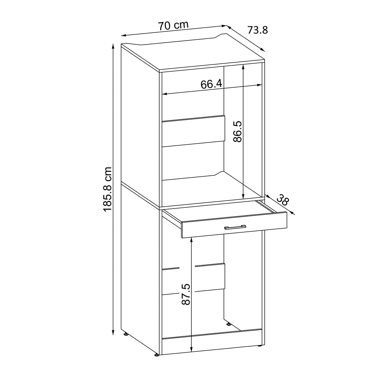 Roomart washing machine cabinet " DORA " for dryer & washing machine, in 4 colors, with doors & pull-out shelf - white - white oak - anthracite oak - oak