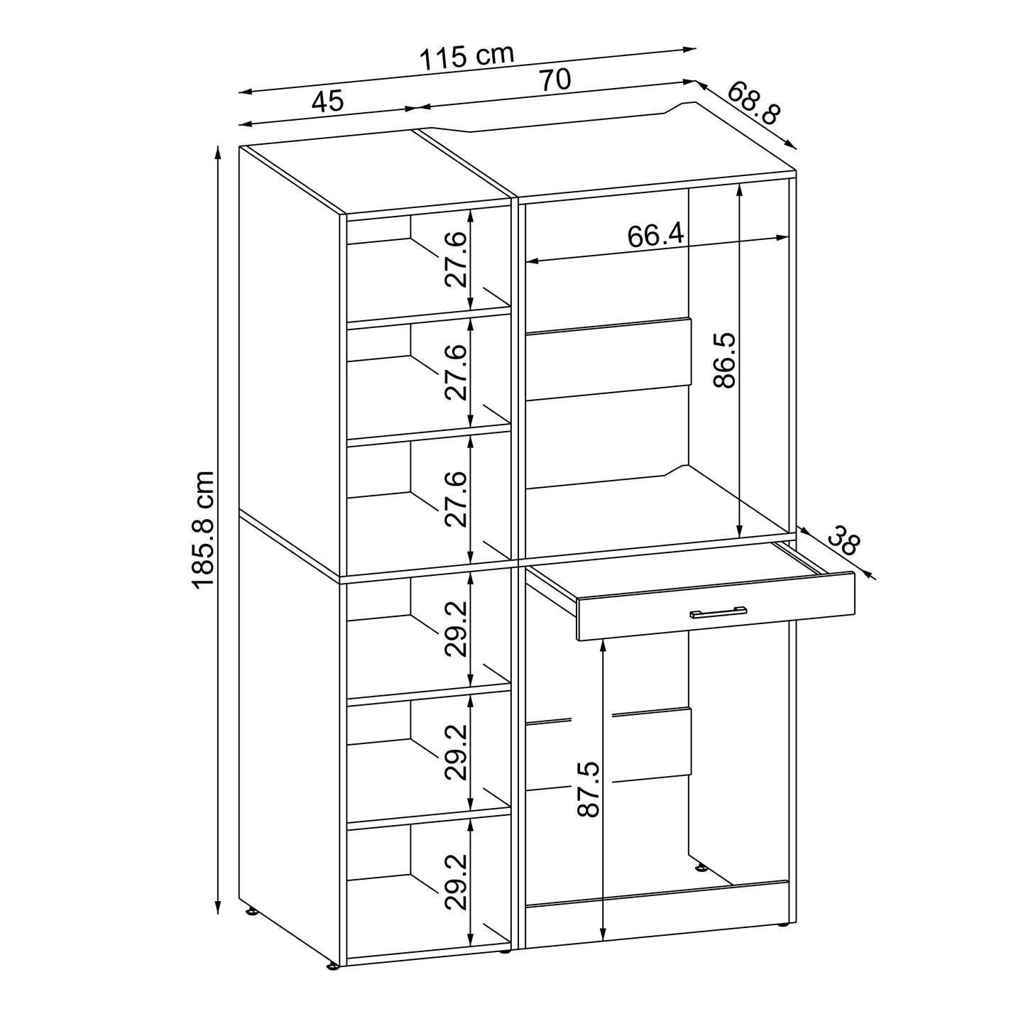 Roomart Waschmaschinenschrank " DORA SET" für Trockner & Waschmaschine, in 4 Farben, mit Türen & Ausziehbrett • Weiß • Weiß Eiche • Anthrazit Eiche • Eiche