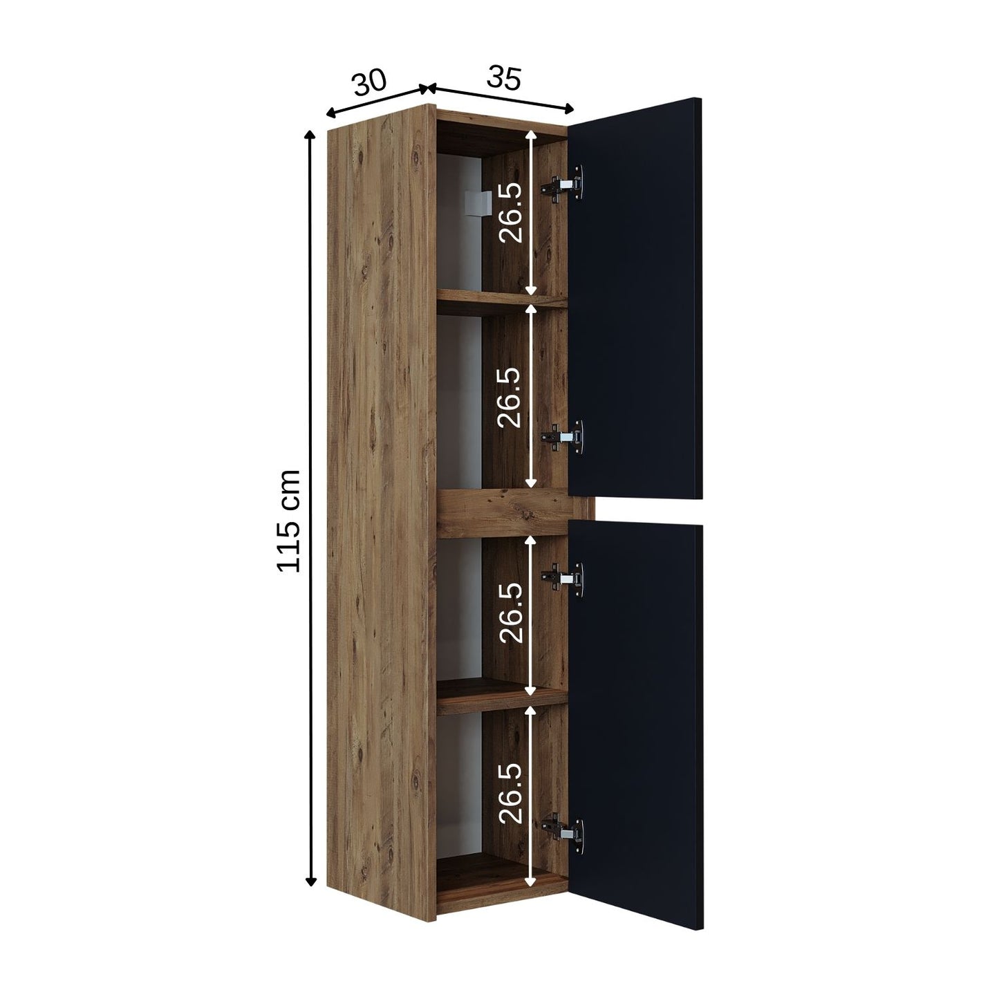 Roomart, Badezimmermöbel, Hochschrank, 35 cm breit, Badregal, in 5 Farben - badezimmerschrank, waschbecken, badezimmermöbel, badschrank, badezimmer, mit, unterschrank, badmöbel, set, waschtisch, möbel, badezimmermãbel, bad, badezimmerschränke, schmal, sch