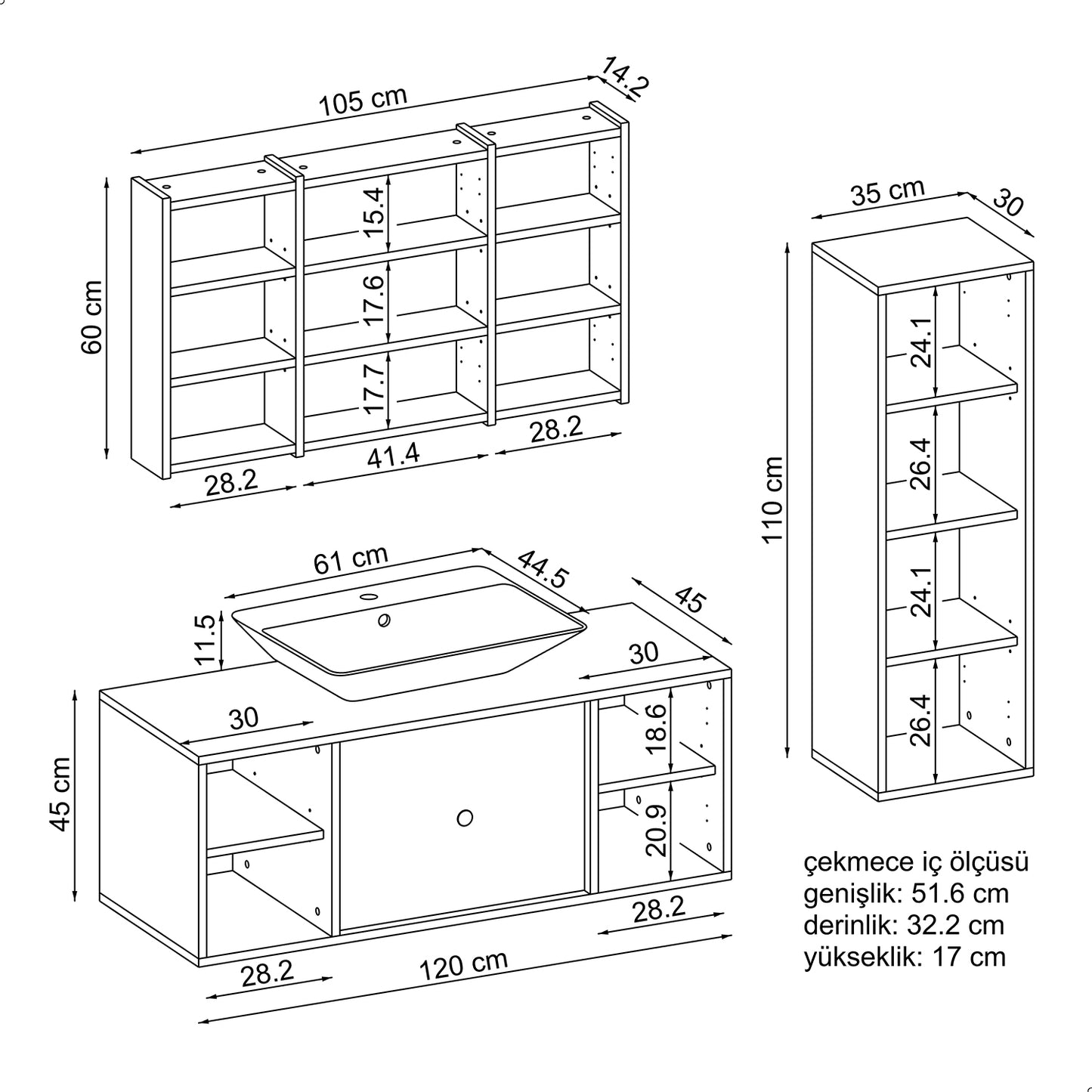 Set di mobili da bagno Roomart GUSTO-ATL 120 cm 4 pezzi con lavabo in ceramica- mobile da bagno, lavabo, mobili da bagno, mobile da bagno, bagno, con, mobiletto, mobili da bagno, set, lavabo, mobili