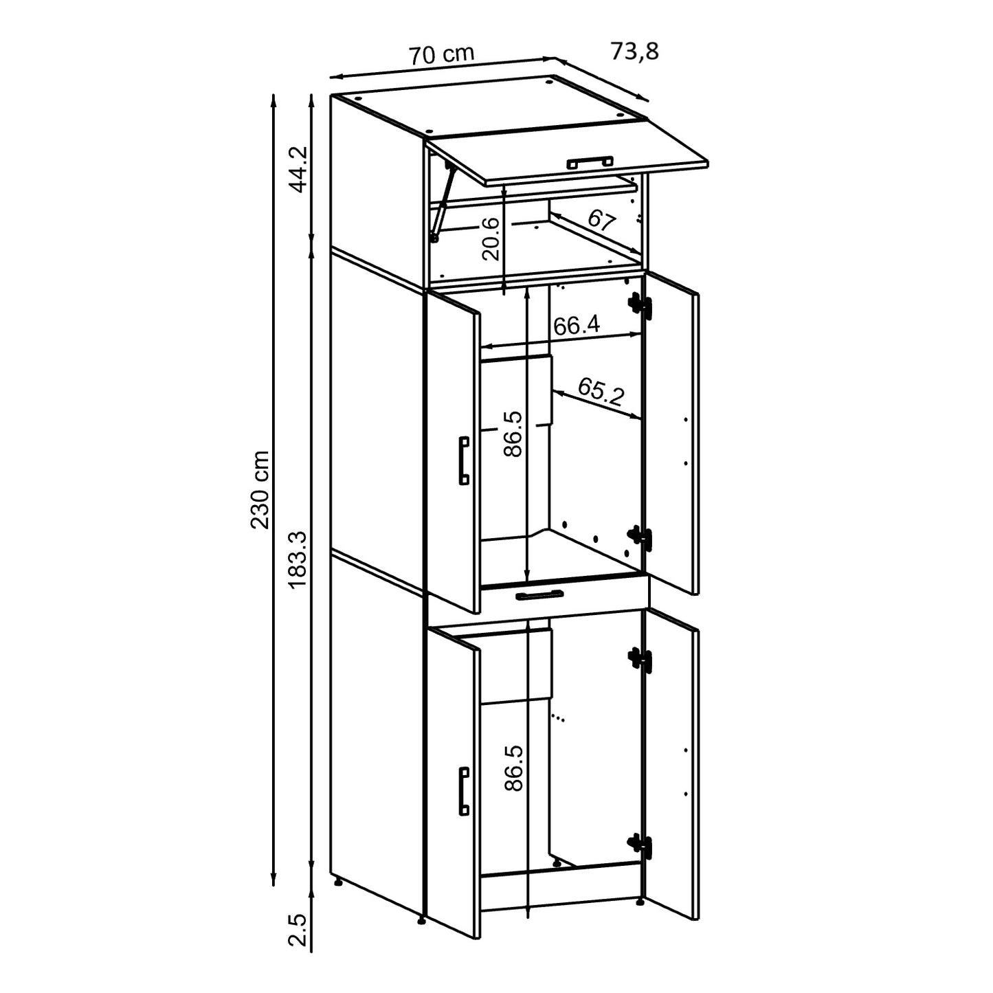 Roomart washing machine cabinet " DORA " for dryer & washing machine, in 4 colors, with doors & pull-out shelf - white - white oak - anthracite oak - oak