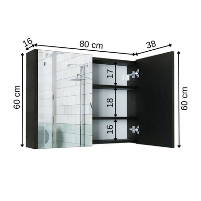 Roomart, Badezimmer Spiegelschrank, 80 cm, 60 cm, Badezimmermöbel, in Weiss & Eiche Farben